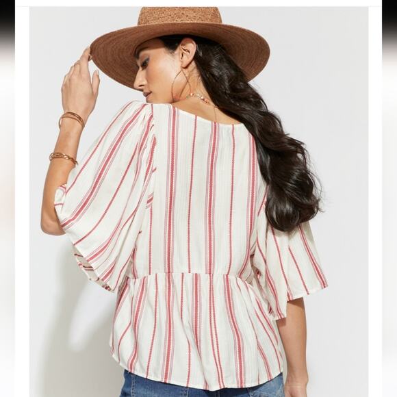 Francesca's Blue Rain Claire Striped Blouse small - Picture 4 of 11